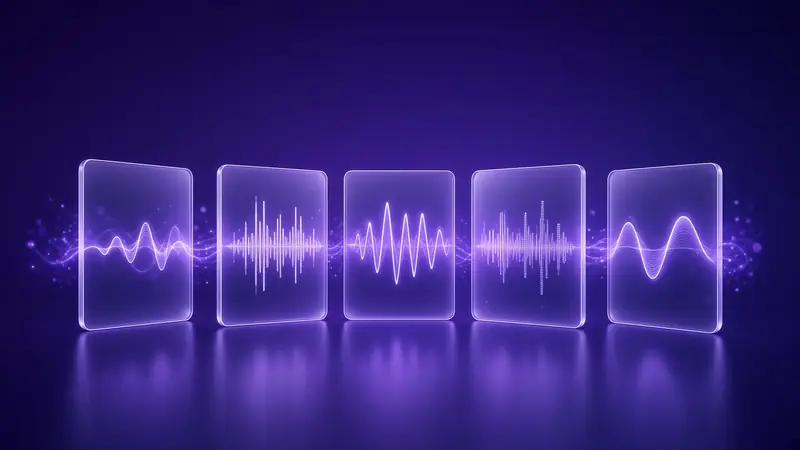 Five audio format waveforms compared side by side