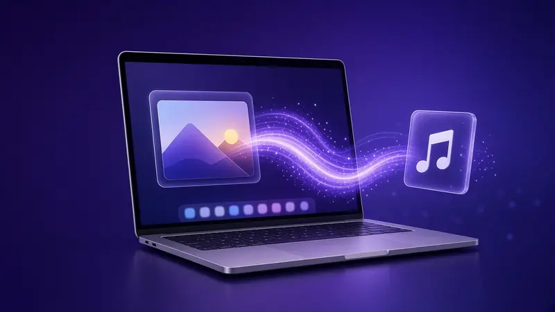 A Mac laptop converting a file into MP3