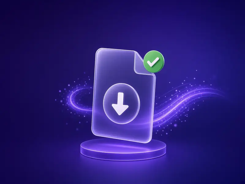 A finished file with a download button and a check mark